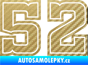 Samolepka Startovní číslo 52 typ 5 3D karbon zlatý