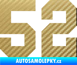 Samolepka Startovní číslo 52 3D karbon zlatý
