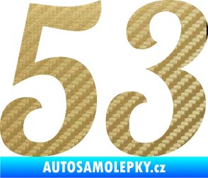 Samolepka Startovní číslo 53 typ 3 3D karbon zlatý