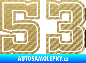 Samolepka Startovní číslo 53 typ 5 3D karbon zlatý