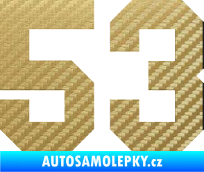 Samolepka Startovní číslo 53 3D karbon zlatý