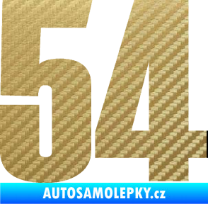 Samolepka Startovní číslo 54 typ 2   3D karbon zlatý