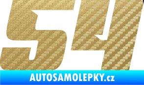 Samolepka Startovní číslo 54 typ 6 3D karbon zlatý