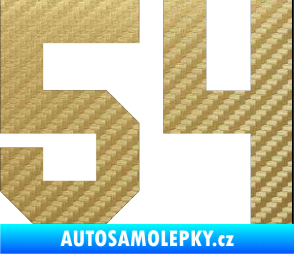 Samolepka Startovní číslo 54 3D karbon zlatý