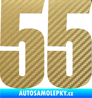 Samolepka Startovní číslo 55 typ 2   3D karbon zlatý