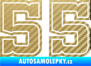 Samolepka Startovní číslo 55 typ 5 3D karbon zlatý