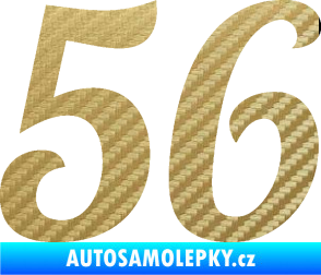Samolepka Startovní číslo 56 typ 3 3D karbon zlatý