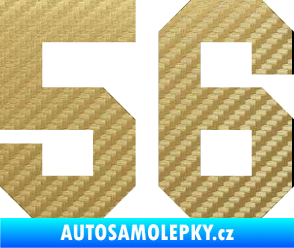 Samolepka Startovní číslo 56 3D karbon zlatý