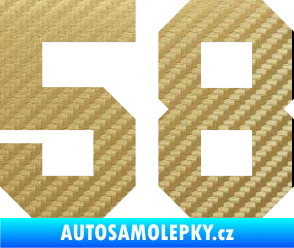 Samolepka Startovní číslo 58 3D karbon zlatý