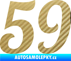 Samolepka Startovní číslo 59 typ 3 3D karbon zlatý