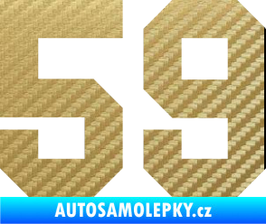 Samolepka Startovní číslo 59 3D karbon zlatý