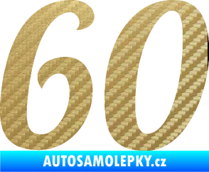 Samolepka Startovní číslo 60 typ 3 3D karbon zlatý
