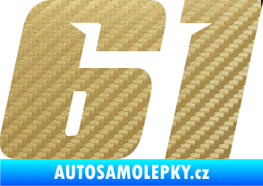 Samolepka Startovní číslo 61 typ 6 3D karbon zlatý