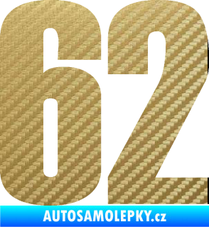 Samolepka Startovní číslo 62 typ 2  3D karbon zlatý