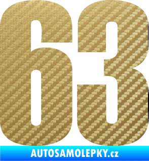 Samolepka Startovní číslo 63 typ 2   3D karbon zlatý