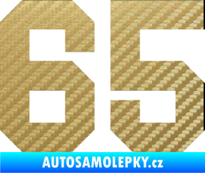 Samolepka Startovní číslo 65 3D karbon zlatý