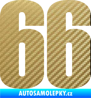 Samolepka Startovní číslo 66 typ 2     3D karbon zlatý