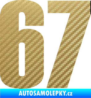 Samolepka Startovní číslo 67 typ 2      3D karbon zlatý
