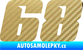 Samolepka Startovní číslo 68 typ 6 3D karbon zlatý
