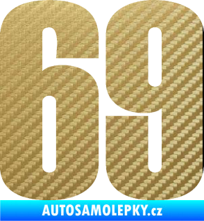 Samolepka Startovní číslo 69 typ 2        3D karbon zlatý