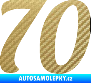Samolepka Startovní číslo 70 typ 3  3D karbon zlatý