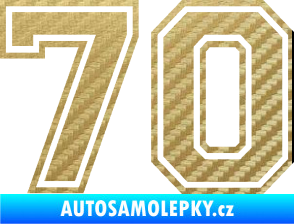 Samolepka Startovní číslo 70 typ 4 3D karbon zlatý