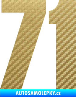 Samolepka Startovní číslo 71 typ 2  3D karbon zlatý