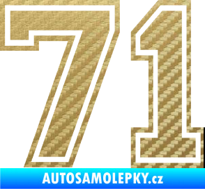Samolepka Startovní číslo 71 typ 4 3D karbon zlatý