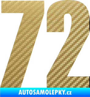 Samolepka Startovní číslo 72 typ 2   3D karbon zlatý