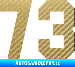 Samolepka Startovní číslo 73 3D karbon zlatý