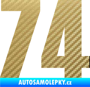 Samolepka Startovní číslo 74 typ 2     3D karbon zlatý