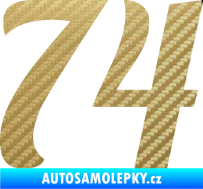 Samolepka Startovní číslo 74 typ 3   3D karbon zlatý