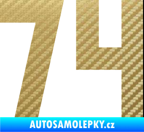 Samolepka Startovní číslo 74 3D karbon zlatý