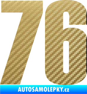 Samolepka Startovní číslo 76 typ 2       3D karbon zlatý