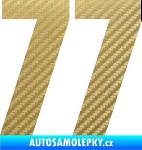 Samolepka Startovní číslo 77 typ 2        3D karbon zlatý