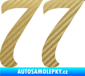 Samolepka Startovní číslo 77 typ 3   3D karbon zlatý