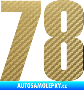 Samolepka Startovní číslo 78 typ 2         3D karbon zlatý