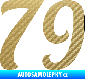 Samolepka Startovní číslo 79 typ 3   3D karbon zlatý