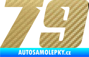 Samolepka Startovní číslo 79 typ 6 3D karbon zlatý