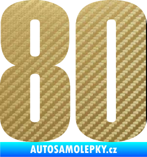 Samolepka Startovní číslo 80 typ 2           3D karbon zlatý