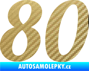 Samolepka Startovní číslo 80 typ 3   3D karbon zlatý