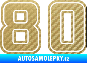 Samolepka Startovní číslo 80 typ 5 3D karbon zlatý