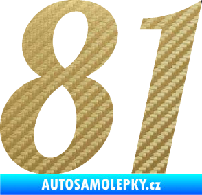 Samolepka Startovní číslo 81 typ 3   3D karbon zlatý