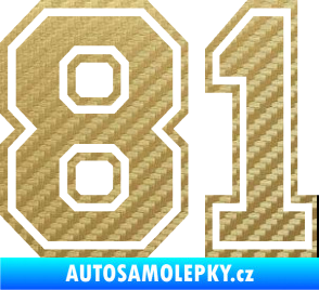 Samolepka Startovní číslo 81 typ 4 3D karbon zlatý