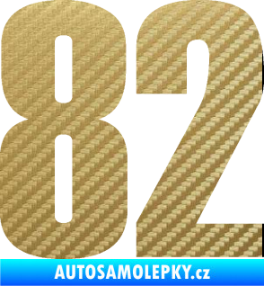 Samolepka Startovní číslo 82 typ 2  3D karbon zlatý