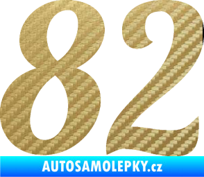 Samolepka Startovní číslo 82 typ 3   3D karbon zlatý