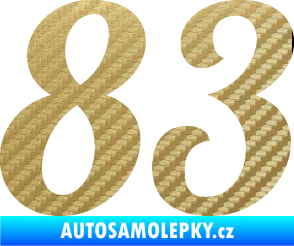 Samolepka Startovní číslo 83 typ 3   3D karbon zlatý