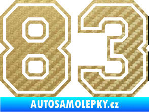 Samolepka Startovní číslo 83 typ 4 3D karbon zlatý