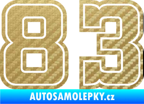 Samolepka Startovní číslo 83 typ 5 3D karbon zlatý