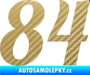 Samolepka Startovní číslo 84 typ 3  3D karbon zlatý